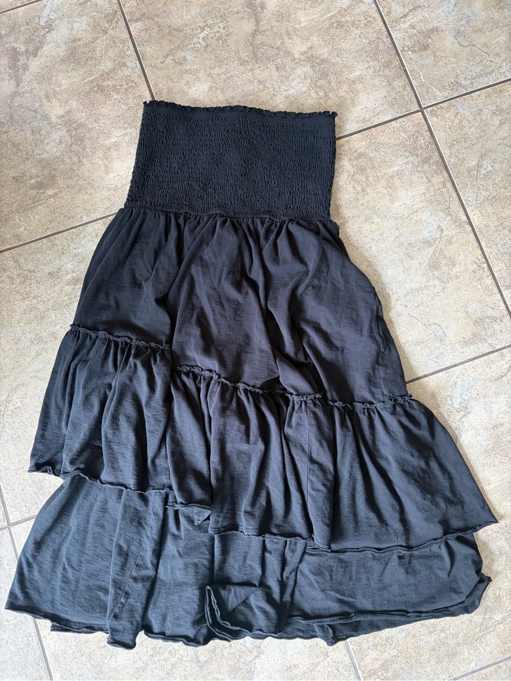 NEW American Eagle Outfitters Black Tiered Strapless Maxi Dress Size XL